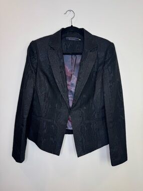 Robert Graham Textured Black purple hidden closure Blazer size 10 chic black tie